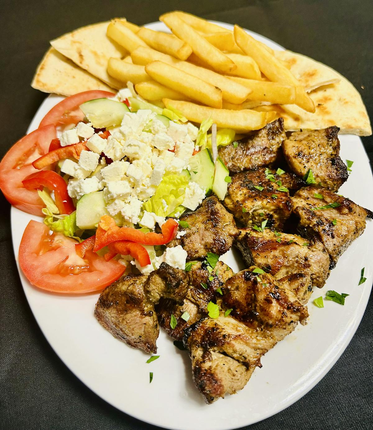 a plate full of food